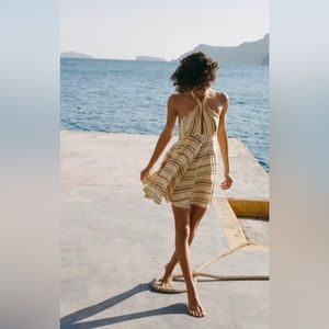 Zara High Neck Striped Dress